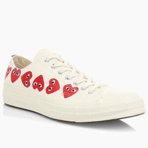 Converse Cream Sneakers with Red Heart Pattern